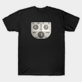 1940s Rocket Man Controller Chest Panel - Monochrome T-Shirt